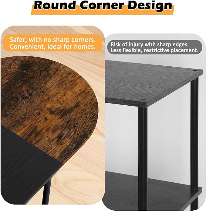 ETELI Small Round Coffee Tables for Small Space Farmhouse Oval Coffee Table with 2-Tier Storage Shelf Circle Center Tea Table for Living - LeafyLoom