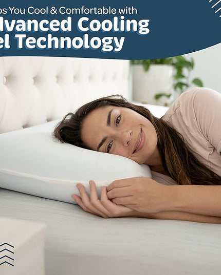 Pharmedoc Cooling Memory Foam Pillows, 2 Pack, Ventilated Cool Blue Bed Pillow, Reading and Bed Rest Pillows, Standard, Back Sleeper and Side Sleeper Support, Sleeping Pillows for Adults - LeafyLoom