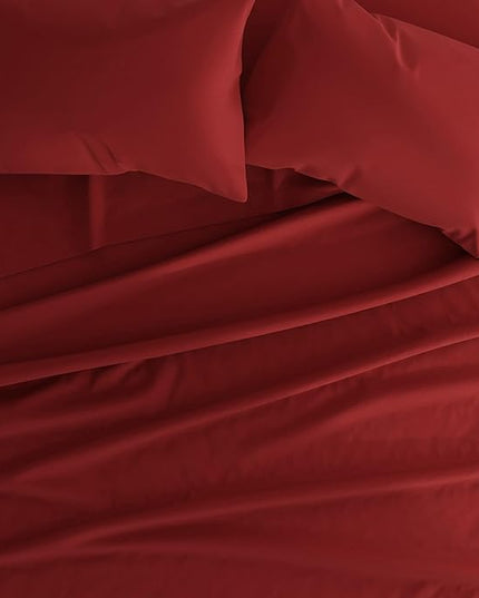 Linen Market Bed Sheets for Queen Size Bed (Burgundy) - Sleep Better Than Ever with These Soft and Cooling Queen Sheets - Deep Pocket Fits 16" Thick Beds - 4 Piece Queen Sheet Set - LeafyLoom