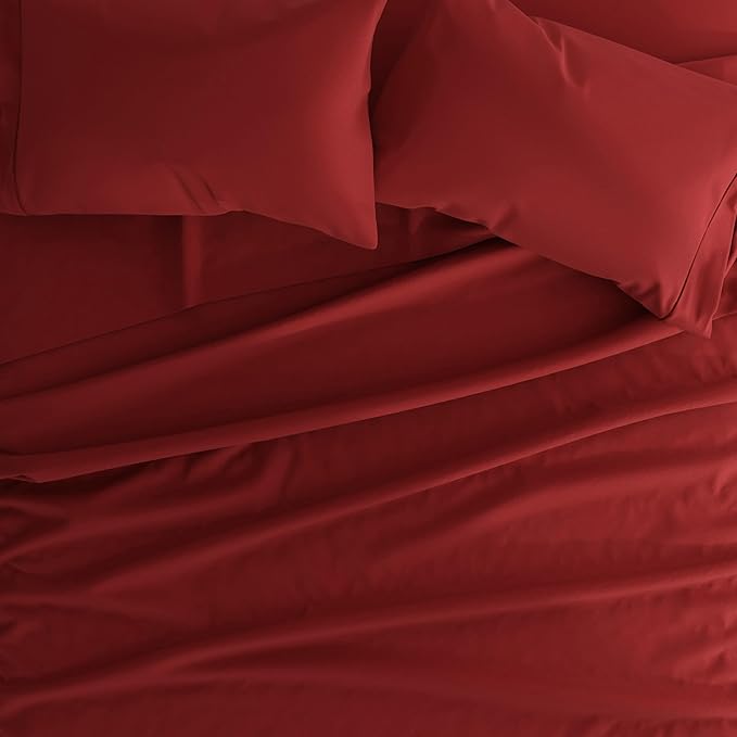 Linen Market Bed Sheets for Twin Size Bed (Burgundy) - Sleep Better Than Ever with These Soft and Cooling Twin Sheets - Deep Pocket Fits 16" Thick Beds - 3 Piece Twin Sheet Set - LeafyLoom