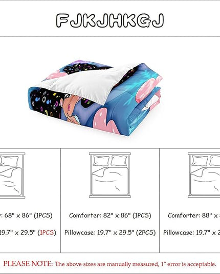 Black Girl Comforter Set - Full Size Comforter Set for Girls Bedroom Decor African American Girl Bedding Set Blue Full Quilt Set with 2 Pillowcases Kids Comforter Sets Gifts for Girls Kids Teens - LeafyLoom