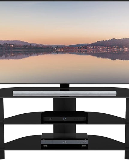 AVF Transitional Wood and Glass Vico TV Stand for TVs up to 55" in Black - LeafyLoom