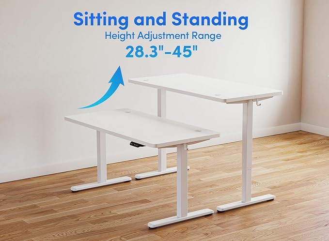 BANTI 40'' Standing Desk, Electric Stand up Height Adjustable Home Office Table, Sit Stand Desk with Splice Board, White - LeafyLoom