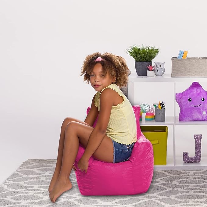Posh Creations Bean Bag Structured Seat for Toddlers and Kids, Comfy Chair for Children, Pasadena, Pink - LeafyLoom