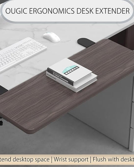 Ergonomics Desk Extender Tray, 29.5"x9.5" Punch-Free Clamp on, Foldable Keyboard Drawer Tray, Table Mount Arm Wrist Rest Shelf, Computer Elbow Arm Support - LeafyLoom