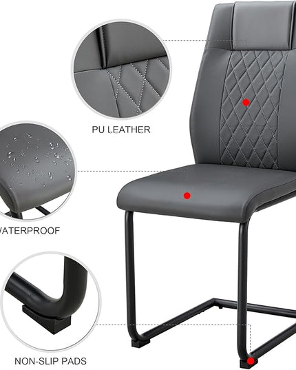 NicBex Dining Chairs Set of 4 Modern Faux Leather High Back Dining Room Kitchen Chairs with Black Metal Legs,Side Chairs for Dining Room, Kitchen,Living Room, and Restaurants,Gray - LeafyLoom
