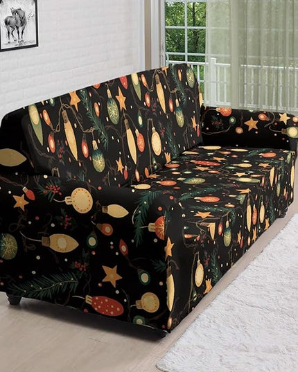 FKELYI Christmas Lights Sofa Furniture Protector with Elastic Bottom Easy Going Stretch Sofa Slipcover for Indoor Non-Slip Sofa Couch Cover XL FKELYI