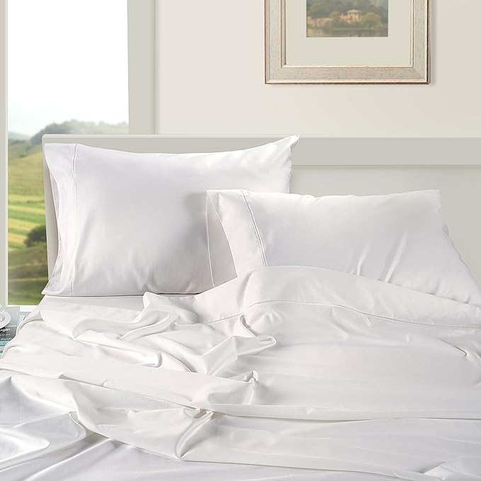 LANE LINEN 100% Egyptian Cotton Twin Sheets Set (3 PC) – 1000 Thread Count – Sateen Weave – Ultra Soft Twin Bed Sheets – Luxury Hotel Bedding – Twin Size Sheets Set with Deep Pockets – White - LeafyLoom