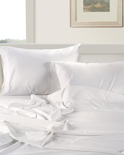 LANE LINEN 100% Egyptian Cotton Bed Sheets - 1000 Thread Count 4-Piece White Full Set Bedding Sateen Weave Luxury Hotel 16" Deep Pocket (Fits Upto 17" Mattress) - LeafyLoom