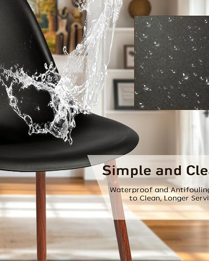 CangLong Modern Dining Chairs Set of 4 with Plastic Cushion Metal Legs Side Chairs for Kitchen,Living Room,Black - LeafyLoom