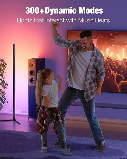 Buyya Smart LED Floor Lamp: 65 Inch RGB Corner Lamp 16 Million Colour Changing Corner Light Music Sync DIY Mode with APP/Remote Control Standing Lamps for Living Room Bedroom Decoration - LeafyLoom