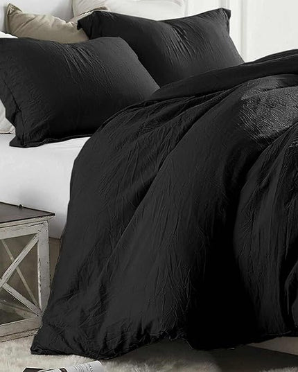 ETDIFFE Black Comforter Set Queen Size, 3 Piece Aesthetic Modern Gothic Bedding Set - Soft & Lightweight All Season Microfiber Down Alternative Bed Comforter with 2 Pillow Shams for Women Men - LeafyLoom