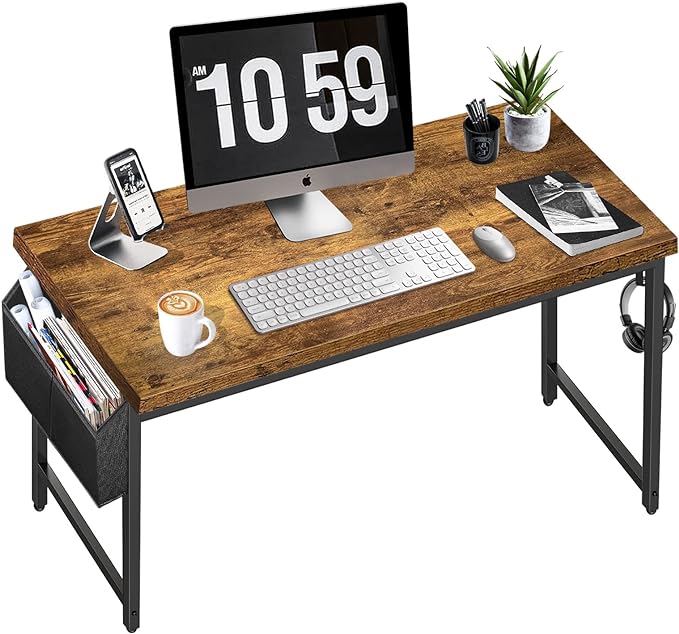 Lufeiya Home Office Desks 47 inch Desk for Bedroom Modern Simple Student Study Table 48 Vintage Writing Computer Desk, Rustic Brown - LeafyLoom