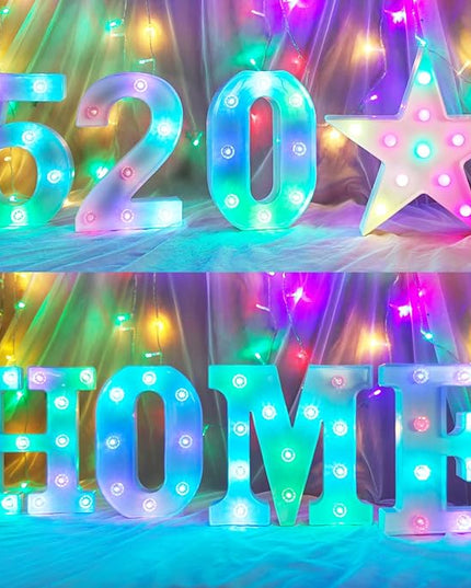 Glintee Decorative Led Light Up Number, Light Up Number Sign for Night Light Wedding Birthday Party Christmas Home Bar Decoration Number-(Number 0) - LeafyLoom