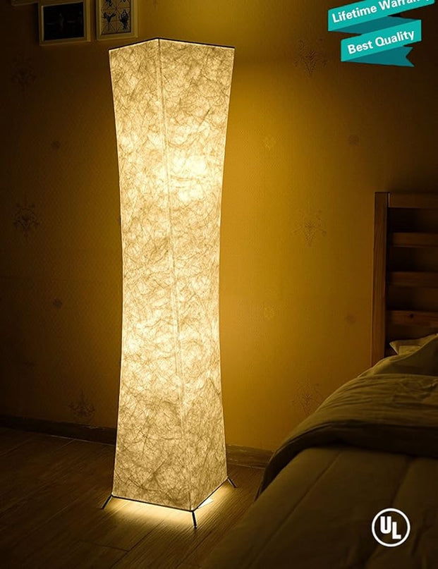 52" Creative LED Floor Lamp Softlighting Contemporary Standing Modern Twisted Design with Fabric Shade & 2 Bulbs for Living room Warm Atmosphere - LeafyLoom
