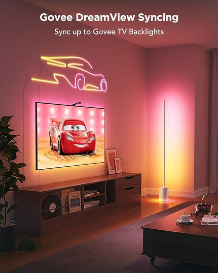 Govee Floor Lamp 2 with Matter, RGBIC Warm Cool White LED Floor Lamp Works with Alexa, 1725lm Corner Floor Lamp with Music Sync, Scene Modes, Smart Floor Lamp for Bedroom, Living Room, Studio, Silver - LeafyLoom