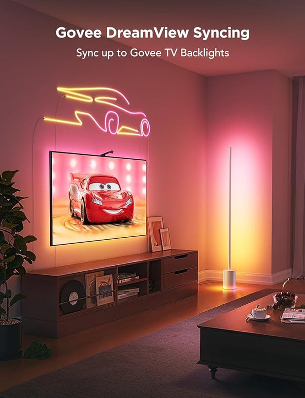 Govee Floor Lamp 2 with Matter, RGBIC Warm Cool White LED Floor Lamp Works with Alexa, 1725lm Corner Floor Lamp with Music Sync, Scene Modes, Smart Floor Lamp for Bedroom, Living Room, Studio, Silver - LeafyLoom