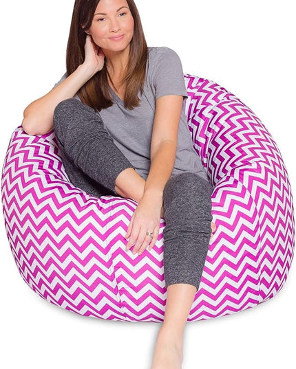Posh Beanbags Bean Bag Chair, X-Large-48in, Pattern Chevron Purple and White - LeafyLoom