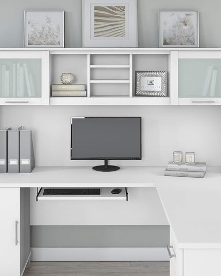 Bush WC81911 Somerset Transitional Hutch, White - LeafyLoom