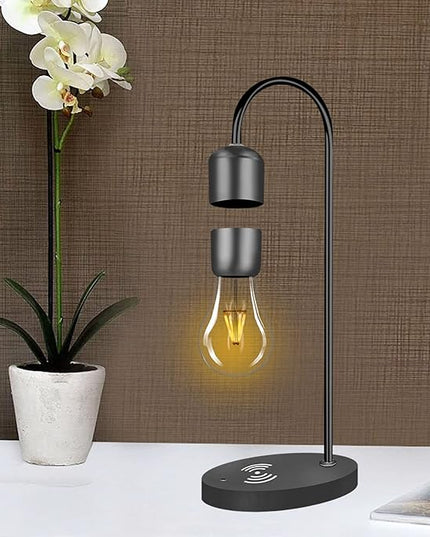 Magnetic Levitating Lamp with Wireless Phone Charger Floating Levitation Light Bulb Magnetic Table LED Night Light Bedroom Home Decoration Family Christmas Gift - LeafyLoom
