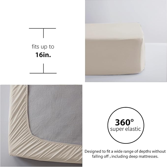 Anluoer Queen Comforter Set 7 Piece, Beige Bed in a Bag with Sheets, Pom Pom Boho Bedding Comforter Sets with 1 Comforter, 2 Pillow Shams, 2 Pillowcases, 1 Flat Sheet, 1 Fitted Sheet - LeafyLoom