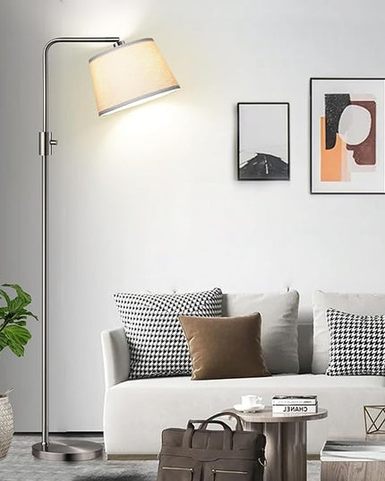 【Upgraded】 Dimmable 1000 Lumens LED Edison Bulb Included, Brushed Nickel Arc Floor Lamps Modern Standing Lamp Tall Lamps for Living Room Bedroom - LeafyLoom