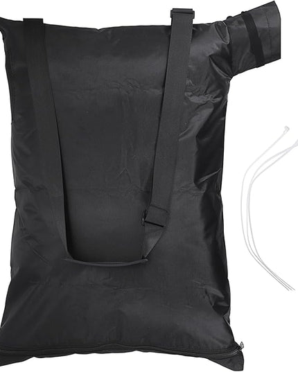 OwnMy Universal Leaf Vacuum Blower Bag Black Leaf Vacuum Bag Leaf Blower Replacement Bag with 3 Fasten Ties, Adjustable Leaf Blower Mulcher Bag Bottom Debris Zipper Bag Fallen Leaves Collection Bag - LeafyLoom