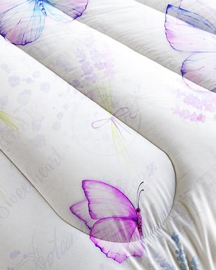 Purple Butterfly Comforter Set Twin Size for Girls Kids Adults Lavender Flowers Pattern Bedding Set Aesthetics Butterflies Quilt Bed Set with 1 Comforter and 2 Pillowcases - LeafyLoom