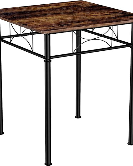 3-Piece Kitchen Dining Room Table Set for Small Spaces，Iron Wood Square Table with 2 Chairs for Kitchen Dining Room Furniture - LeafyLoom