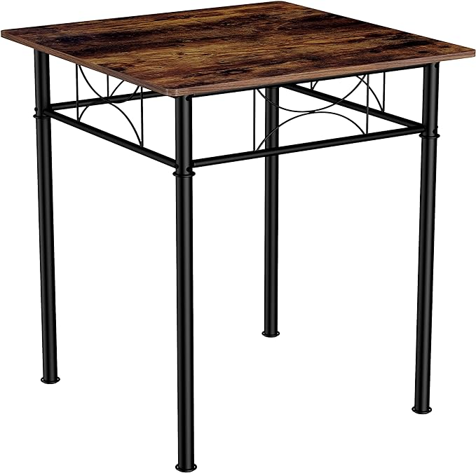 3-Piece Kitchen Dining Room Table Set for Small Spaces，Iron Wood Square Table with 2 Chairs for Kitchen Dining Room Furniture - LeafyLoom
