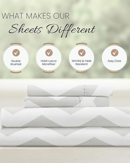 Linen Market 4 Piece Queen Bedding Sheet Set (Gray Arrow) - Sleep Better Than Ever with These Ultra-Soft & Cooling Bed Sheets for Your Queen Size Bed - Deep Pocket Fits 16" Mattress - LeafyLoom