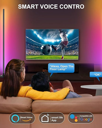Smart RGB Corner Floor Lamp,Led Color Changing Corner Light Compatible with Alexa & App,Remote Control,16 Million DIY Colors, Music Sync, Timer for Living Rooms, Bedrooms and Gaming Rooms - LeafyLoom