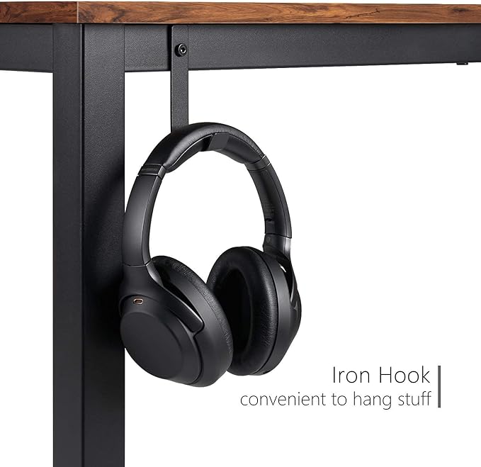 CubiCubi Computer Desk 47 Inch Study Writing Table for Home Office, Modern Simple Style PC Table with Storage Bag, Brown - LeafyLoom