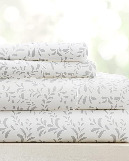 Linen Market 4 Piece Full Bedding Sheet Set (Gray Vines) - Sleep Better Than Ever with These Ultra-Soft & Cooling Bed Sheets for Your Full Size Bed - Deep Pocket Fits 16" Mattress - LeafyLoom