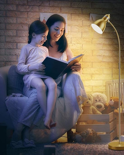 LEPOWER Floor Lamp, Metal Standing Lamp with Adjustable Gooseneck, Heavy Metal Base, Reading Pole Lamp for Office, Golden Floor Lamps for Bedroom, Living Room - LeafyLoom