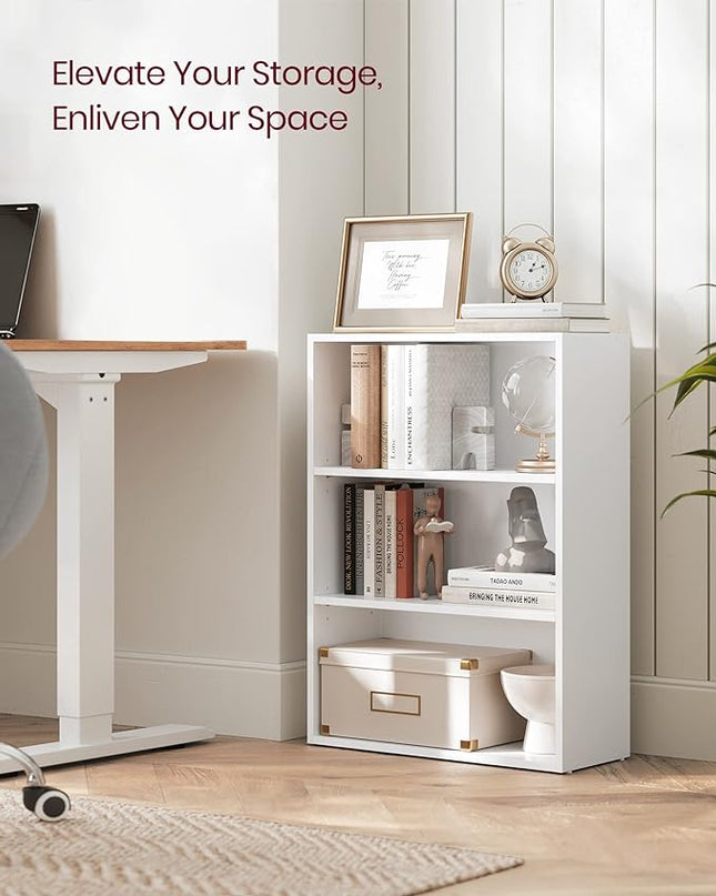 VASAGLE Bookshelf, 23.6 Inches Wide, 3-Tier Open Bookcase with Adjustable Storage Shelves, Floor Standing Unit, Cloud White ULBC163T14 - LeafyLoom
