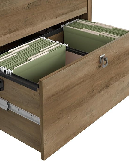 Bush SAF132RCP-03 Salinas 2-Drawer Lateral File Cabinet, Letter/Legal, Reclaimed Pine, 31.73-Inch - LeafyLoom