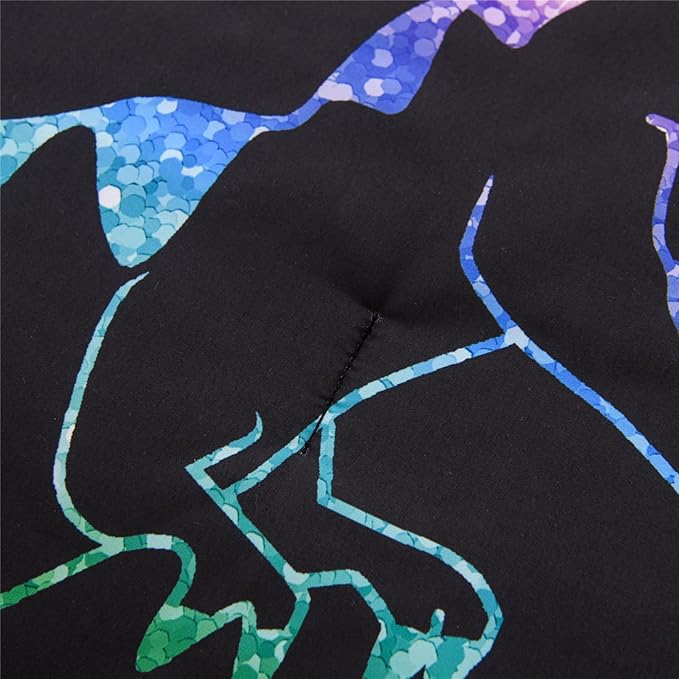 Meeting Story Dinosaur Comforter Set,Gradation Fluorescence Dinosaur Full Comforter Set, 3 PCS 1 Comforter and 2 Pillowcases in One Bag, All Season Bedspread for Kids Teens Adults（Full） - LeafyLoom