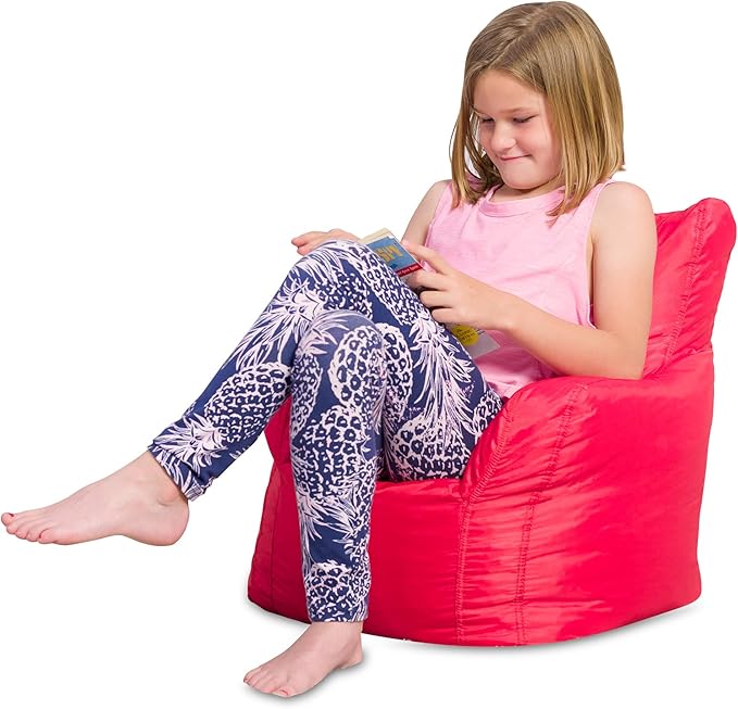 Posh Creations Bean Bag Structured Seat for Toddlers and Kids, Comfy Chair for Children, Pasadena, Red - LeafyLoom