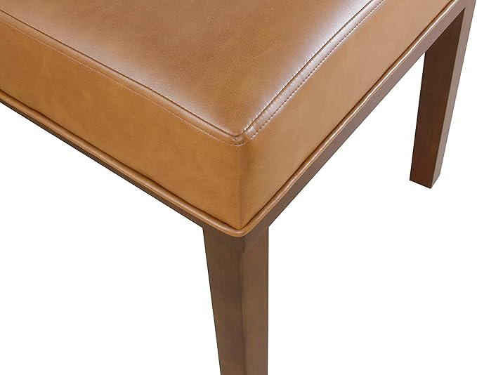 HomePop Kolbe Dining Chair - Carmel Faux Leather (Single Pack) - LeafyLoom