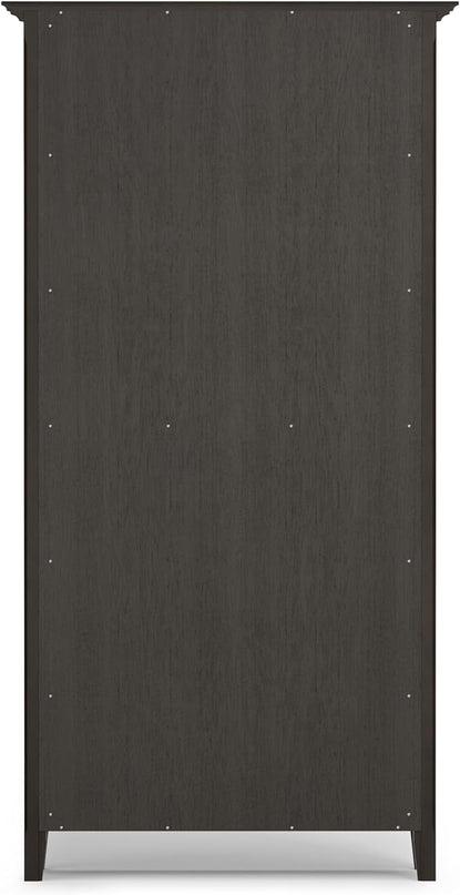 SIMPLIHOME Amherst SOLID WOOD Transitional 5 Shelf Bookcase for The Living, Study Room and Office, 36 inch, Hickory Brown - LeafyLoom