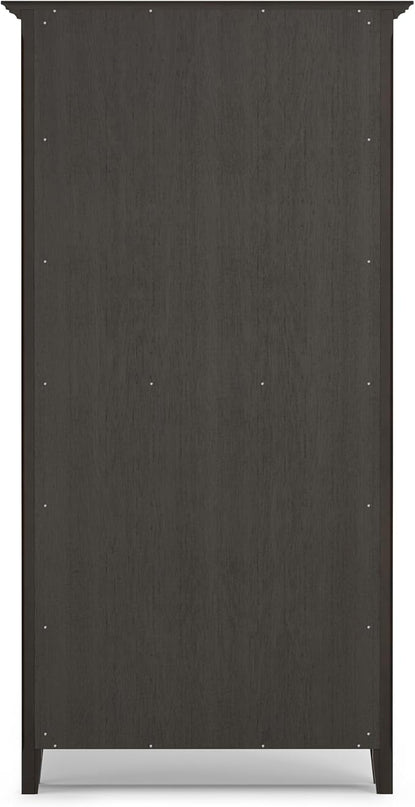 SIMPLIHOME Amherst SOLID WOOD Transitional 5 Shelf Bookcase for The Living, Study Room and Office, 36 inch, Hickory Brown - LeafyLoom