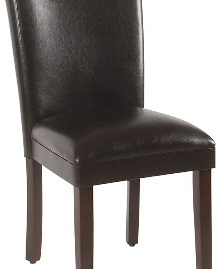 HomePop Parsons Upholstered Accent Dining Chair, Set of 2, Dark Brown Faux Leather - LeafyLoom