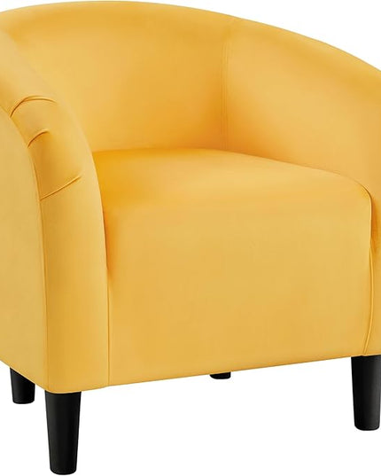 Yaheetech Yellow Chair, Accent Chair for Bedroom, Armchair for Living Room, Velvet Fabric Club Chair with Soft Padded Seat and Sturdy Legs for Bedroom Waiting Room, Yellow - LeafyLoom