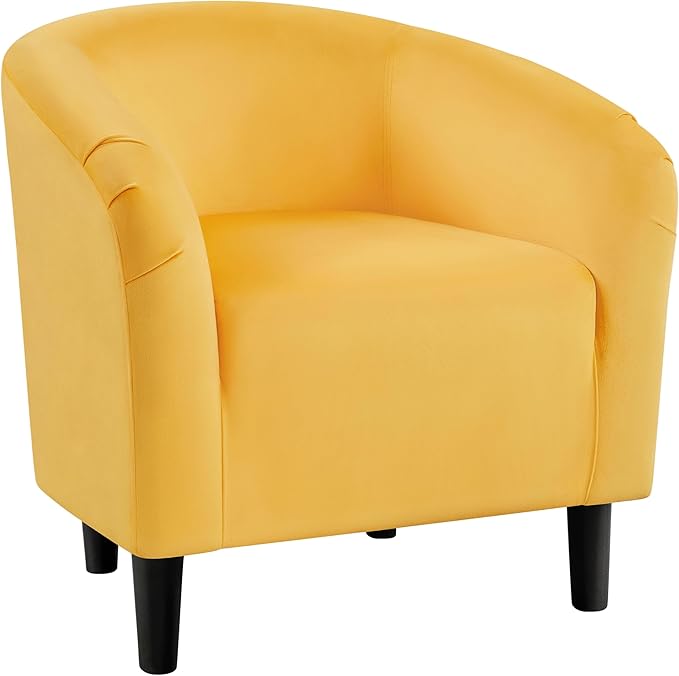 Yaheetech Yellow Chair, Accent Chair for Bedroom, Armchair for Living Room, Velvet Fabric Club Chair with Soft Padded Seat and Sturdy Legs for Bedroom Waiting Room, Yellow - LeafyLoom