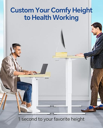 Standing Desk, Height Adjustable Desks with Powerful Motor and Cable Management,electric Sit Stand Desk with Hight Preset Design for Home Office Use 55x24 in Maple - LeafyLoom