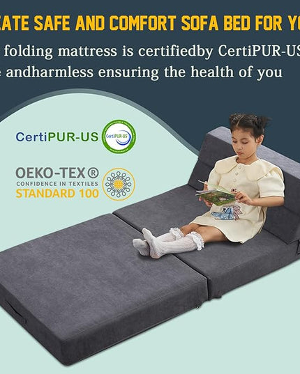 jela Sofa Bed Foldable Mattress Luxury Corduroy, Folding Sleeper Sofa Chair Bed Floor Mattress Floor Couch, Fold Out Couch Futon Mattress for Guest Room, Living Room - LeafyLoom