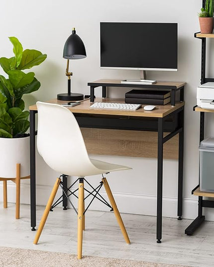 IRIS OWDN-8862 Computer Desk with Organizer, Monitor Stand, and Cable Tray, 31" - Rustic, Wood - LeafyLoom