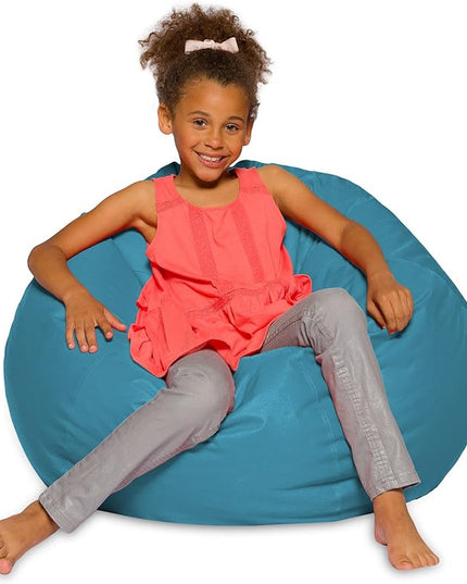 Posh Creations Bean Bag Chair for Kids, Teens, and Adults Includes Removable and Machine Washable Cover, Heather Teal, 38in - Large - LeafyLoom