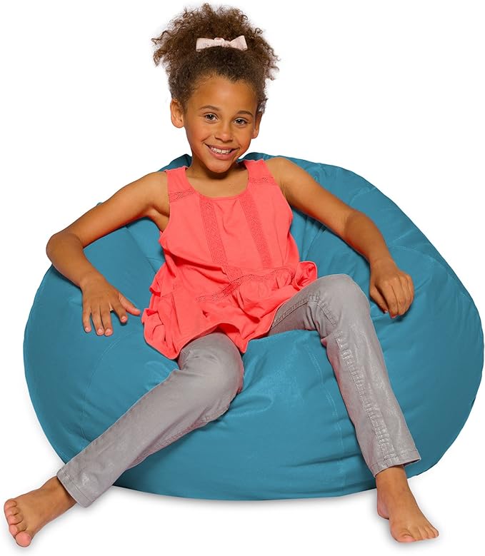 Posh Creations Bean Bag Chair for Kids, Teens, and Adults Includes Removable and Machine Washable Cover, Heather Teal, 38in - Large - LeafyLoom